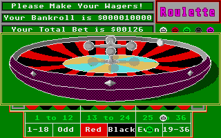 Roulette (Atari ST) screenshot: The ball is spinning