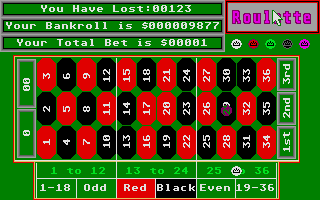 Roulette (Atari ST) screenshot: I lost that turn