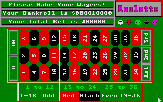 Roulette (Atari ST) screenshot: Starting a new game