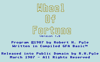 Wheel of Fortune (Atari ST) screenshot: Title screen