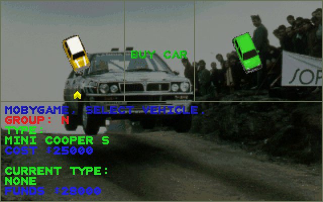 Power Drive (DOS) screenshot: Buying a car.