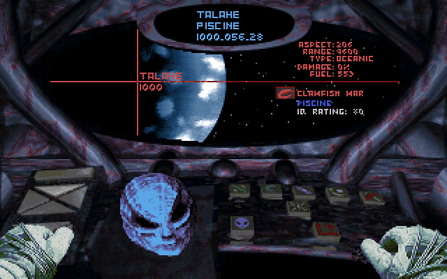 Millennia: Altered Destinies (DOS) screenshot: Main screen, in orbit with the Piscene homeworld.