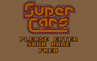 Super Cars (Atari ST) screenshot: Type your name.