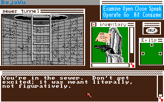 Deja Vu: A Nightmare Comes True!! (Amiga) screenshot: A sewer tunnel.