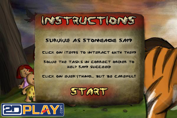 StoneAge Sam (Browser) screenshot: The instructions screen.