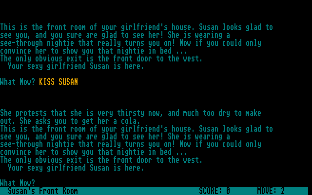 Susan (A lustful Game) (Atari ST) screenshot: Getting your first "quest" from Susan