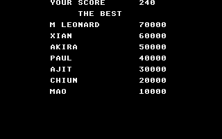 World Fighting Championship (Atari ST) screenshot: The high score table