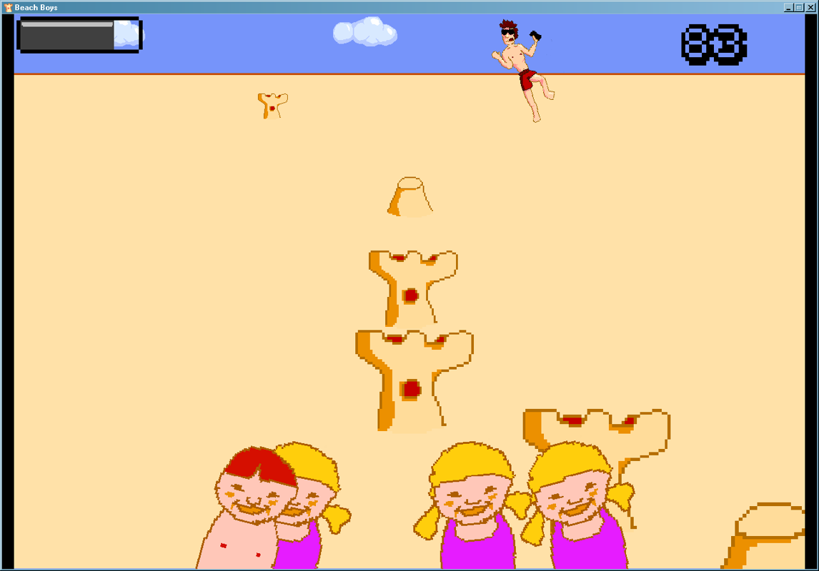 Beach Boys (Windows) screenshot: Faf's merry beach stroll, with an accompanying choir of laughing children