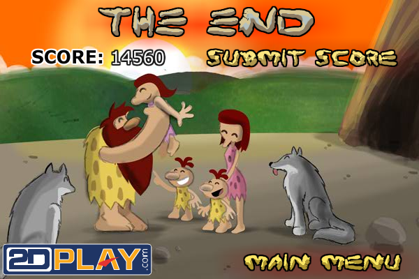 StoneAge Sam (Browser) screenshot: Game Over. It's so easy, even a caveman can do it! (I'm sorry, I just couldn't resist)