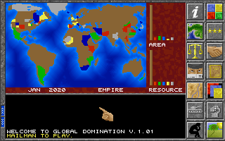 Global Domination (Amiga) screenshot: Game map