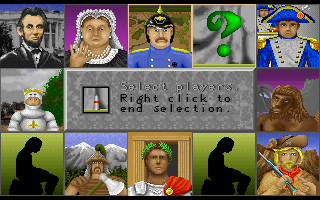 Global Domination (Amiga) screenshot: Player's selection