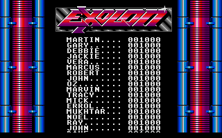 Exolon (Atari ST) screenshot: The high score table