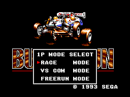 Buggy Run (SEGA Master System) screenshot: 1 Player Menu Screen
