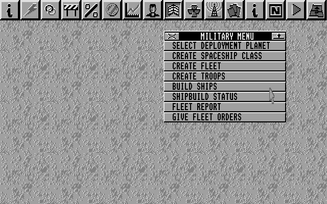 Imperium (Atari ST) screenshot: Military menu