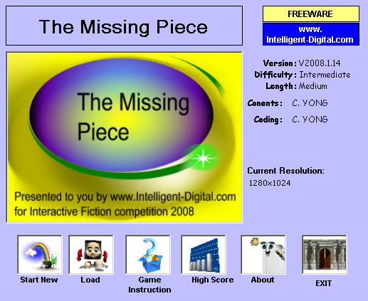 The Missing Piece (Windows) screenshot: Start screen