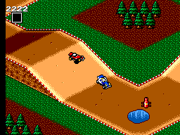 Buggy Run (SEGA Master System) screenshot: Need to avoid the puddle to get the boost on beginner track 5