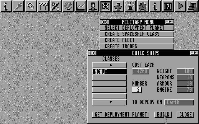 Imperium (Atari ST) screenshot: Building ships