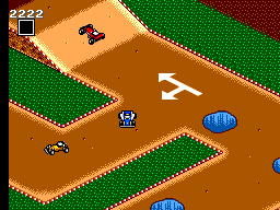 Buggy Run (SEGA Master System) screenshot: Another intermediate race with two different ways. Long and fast, and short but slow ways.