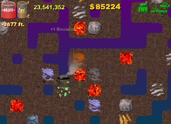 MotherLoad (Browser) screenshot: Watch out for lava!