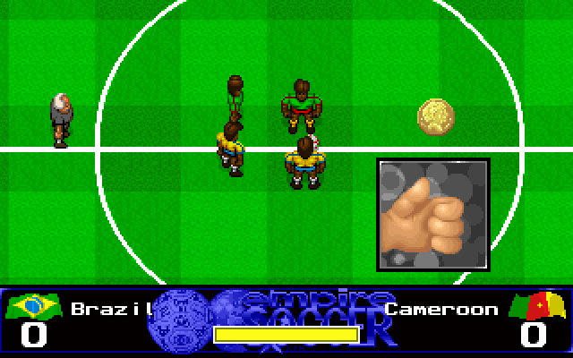 Empire Soccer 94 (DOS) screenshot: Coin toss