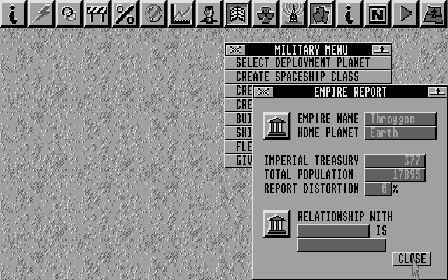 Imperium (Atari ST) screenshot: Empire report