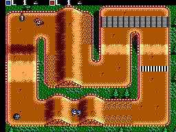 Buggy Run (SEGA Master System) screenshot: 1P vs 2P mode. Two players playing together in the top down view.