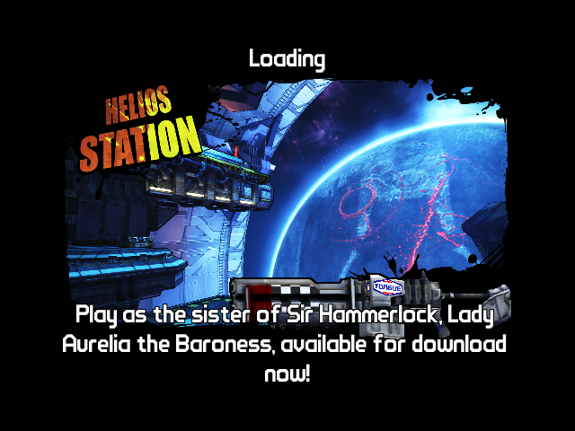 Borderlands: The Pre-Sequel! (Windows) screenshot: Intro mission loading screen. Random weapons and other objects with usage tips are displayed during loading.