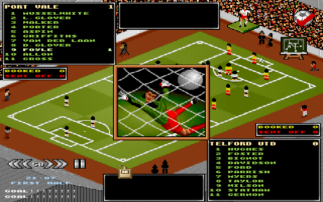 Premier Manager 3 (DOS) screenshot: Goaaaaaaaaal!
