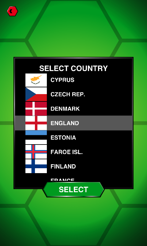 Stick Soccer (Android) screenshot: Country selection