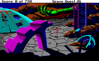 Space Quest III: The Pirates of Pestulon (Amiga) screenshot: Going to elevator