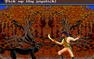 Sinbad and the Throne of the Falcon (Amiga) screenshot: Sinbad takes on the black panther.