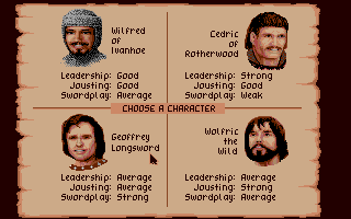 Defender of the Crown (Apple IIgs) screenshot: Choose your character to play as.