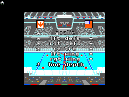 Championship Hockey (SEGA Master System) screenshot: Start of a new game, shows how good each player in the team is.