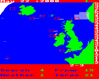 Bismarck: Death of a Battleship (BBC Micro) screenshot: Weather info
