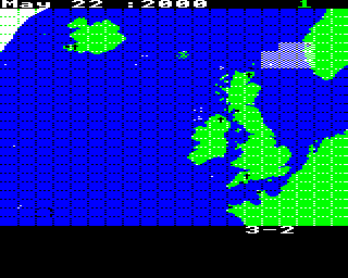Bismarck: Death of a Battleship (BBC Micro) screenshot: Grid turned on