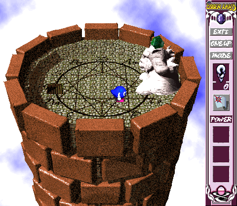 Egger Land (Windows) screenshot: On top of one of the four towers.