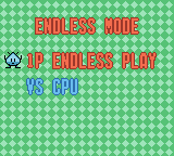 Bust-A-Move Millennium (Game Boy Color) screenshot: In endless mode, play 1P endless play or vs CPU?
