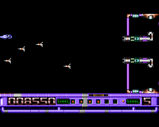 Slayer (Amiga) screenshot: This machine fires guided missiles, so don't stop moving!