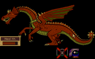 Dragon Lord (Atari ST) screenshot: Inspecting a dragon