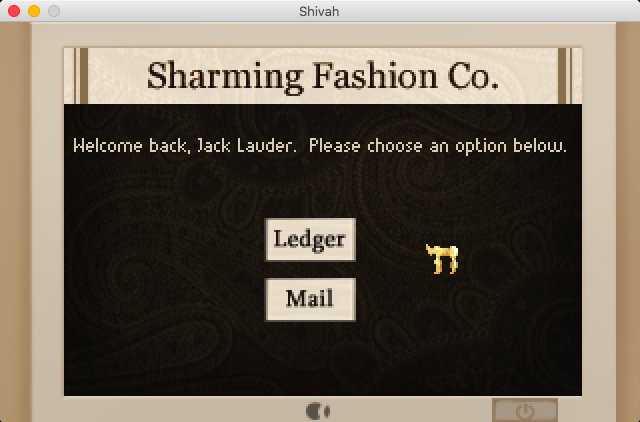The Shivah: Kosher Edition (Macintosh) screenshot: Logging onto Sharming Fashion business computer