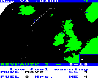Bismarck: Death of a Battleship (BBC Micro) screenshot: Refuelling is necessary...