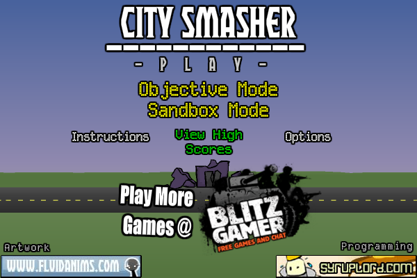 City Smasher (Browser) screenshot: The title screen.