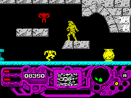 Rad Warrior (ZX Spectrum) screenshot: There are some zones which are only accessible without the armour.