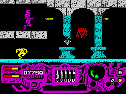 Rad Warrior (ZX Spectrum) screenshot: New weaponry much more effective.