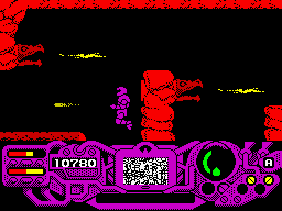 Rad Warrior (ZX Spectrum) screenshot: Gotta be cautious about these stone dragons launching bolts of fire.
