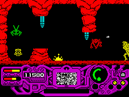 Rad Warrior (ZX Spectrum) screenshot: Have to be quick and pick that mysterious object... energy is fading away very fast.