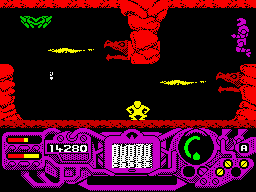 Rad Warrior (ZX Spectrum) screenshot: More stone dragon heads.