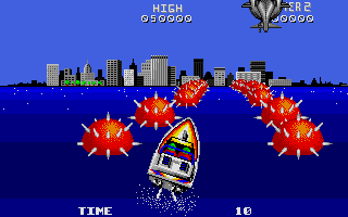 Speedboat Assassins (Atari ST) screenshot: Watch the mines!