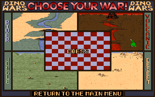 Dino Wars (Amiga) screenshot: Choose your war!