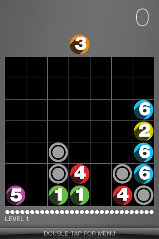 Drop7 (iPhone) screenshot: Starting a new game.